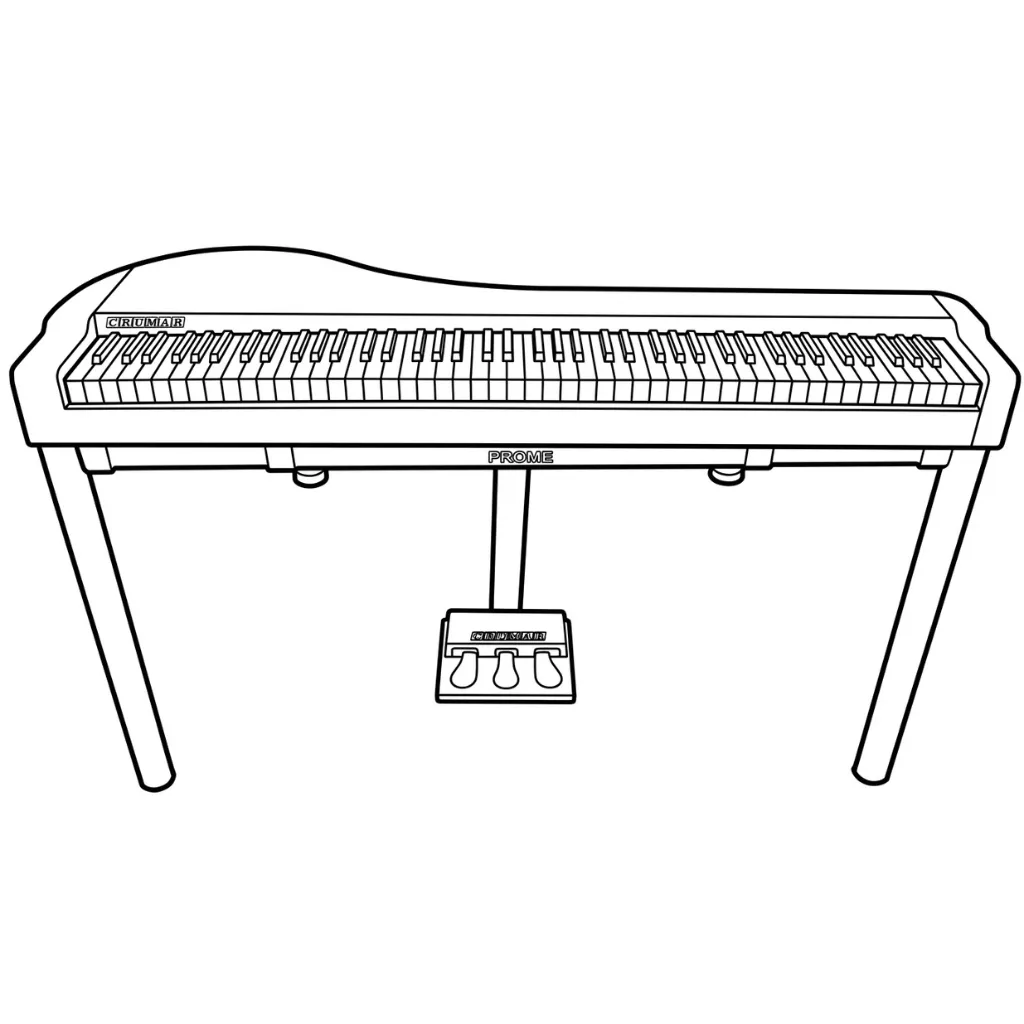 Piano 8 para colorear para imprimir a4