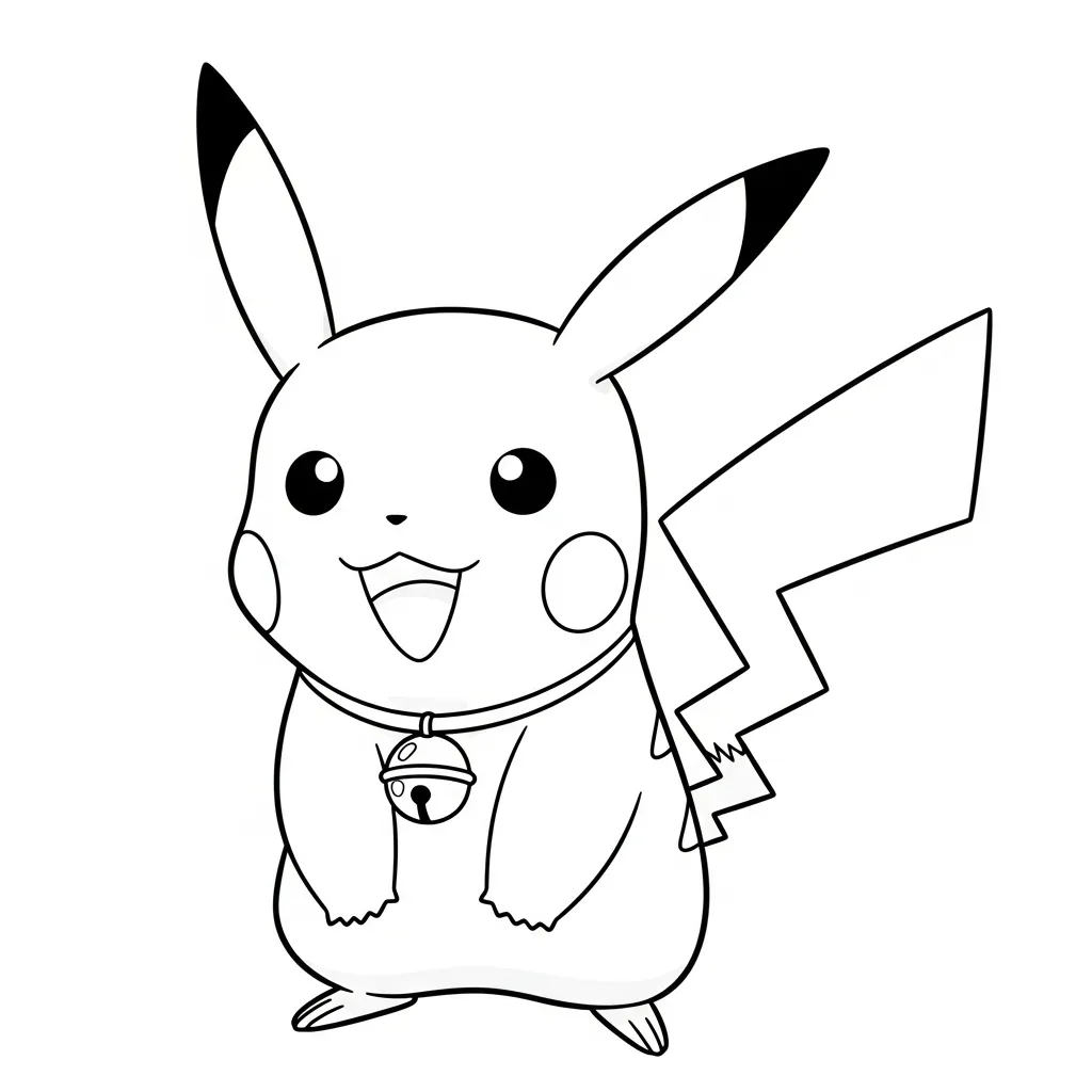 Pikachu De Navidad para colorear para imprimir para niño de 8 años