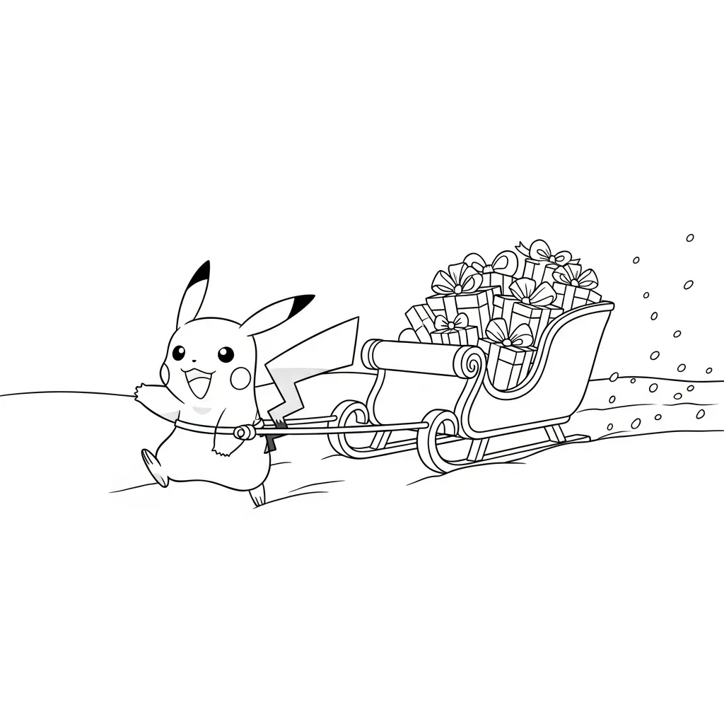 Pikachu De Navidad para colorear para imprimir pdf 1