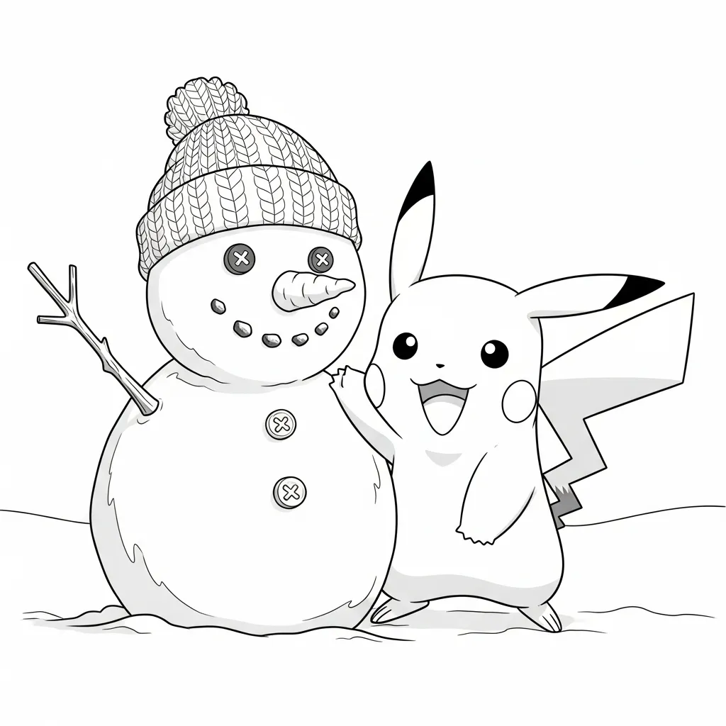 Pikachu De Navidad para dibujar en línea
