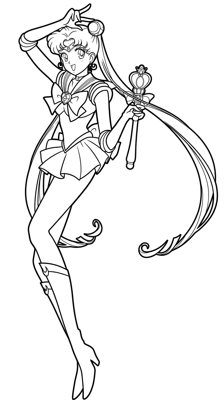 Sailor Moon 16 para colorear gratis para niños