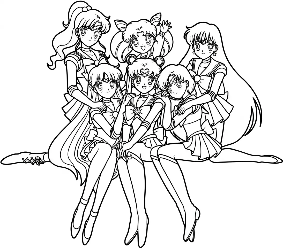Sailor Moon 7 para colorear para niños para imprimir