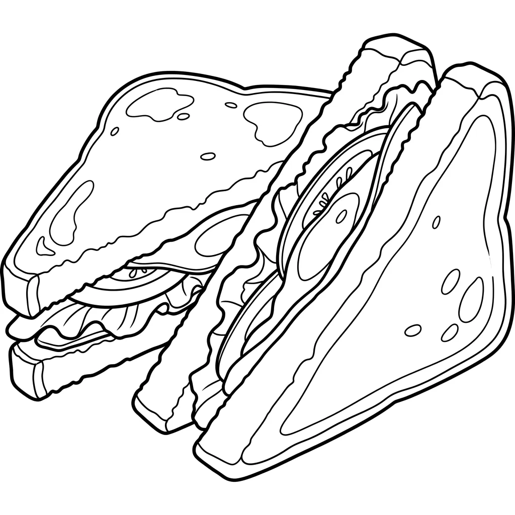 Sandwich 4 para colorear para niños para imprimir