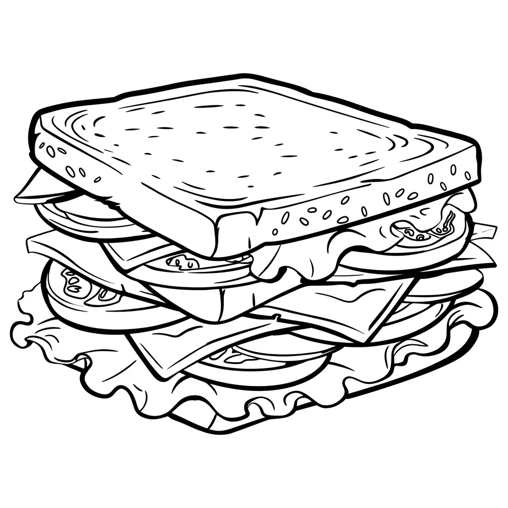 Sandwich 6 para colorear para niños