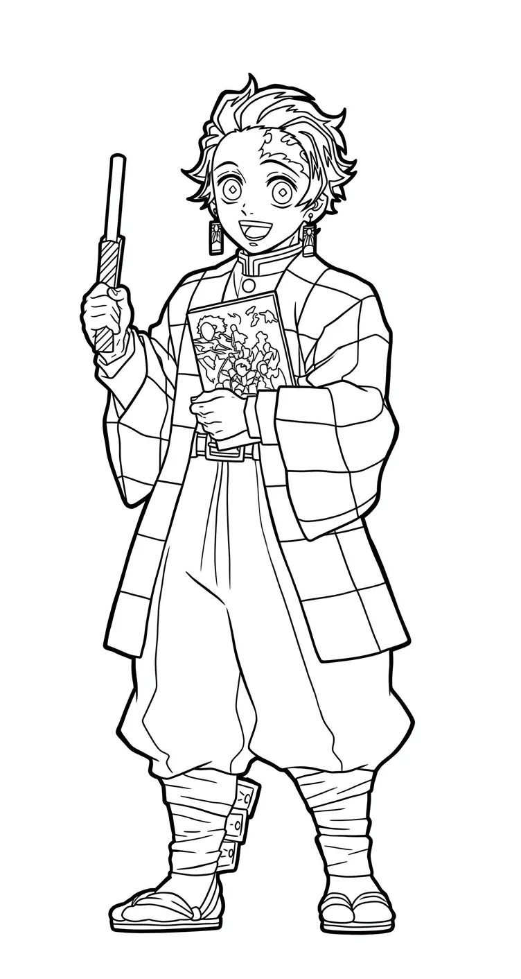 Tanjiro 14 para colorear para niño de 10 años