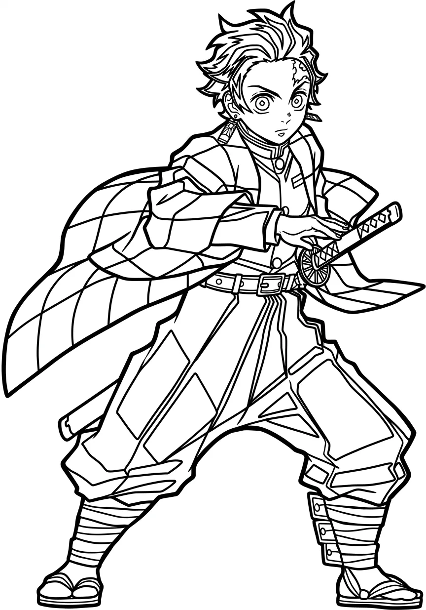 Tanjiro 4 para colorear para niño de para imprimir