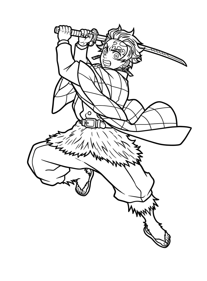 Tanjiro 5 para colorear en línea