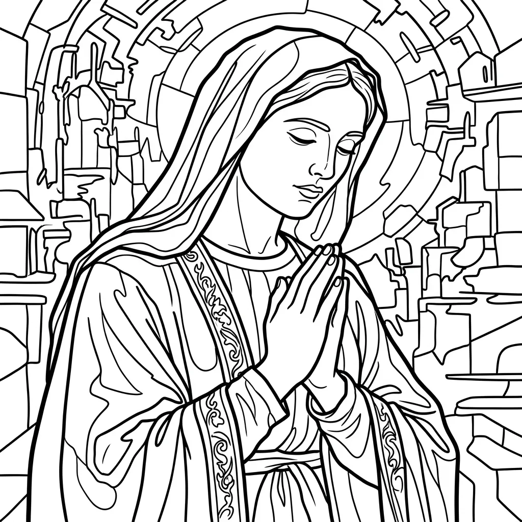 Virgen María 13 para colorear en línea