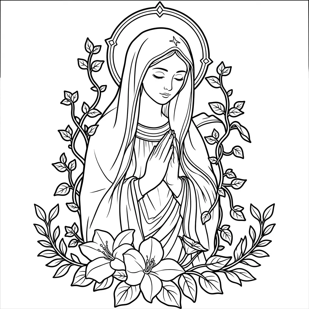 Virgen María 14 para colorear para imprimir para niño de 2 años