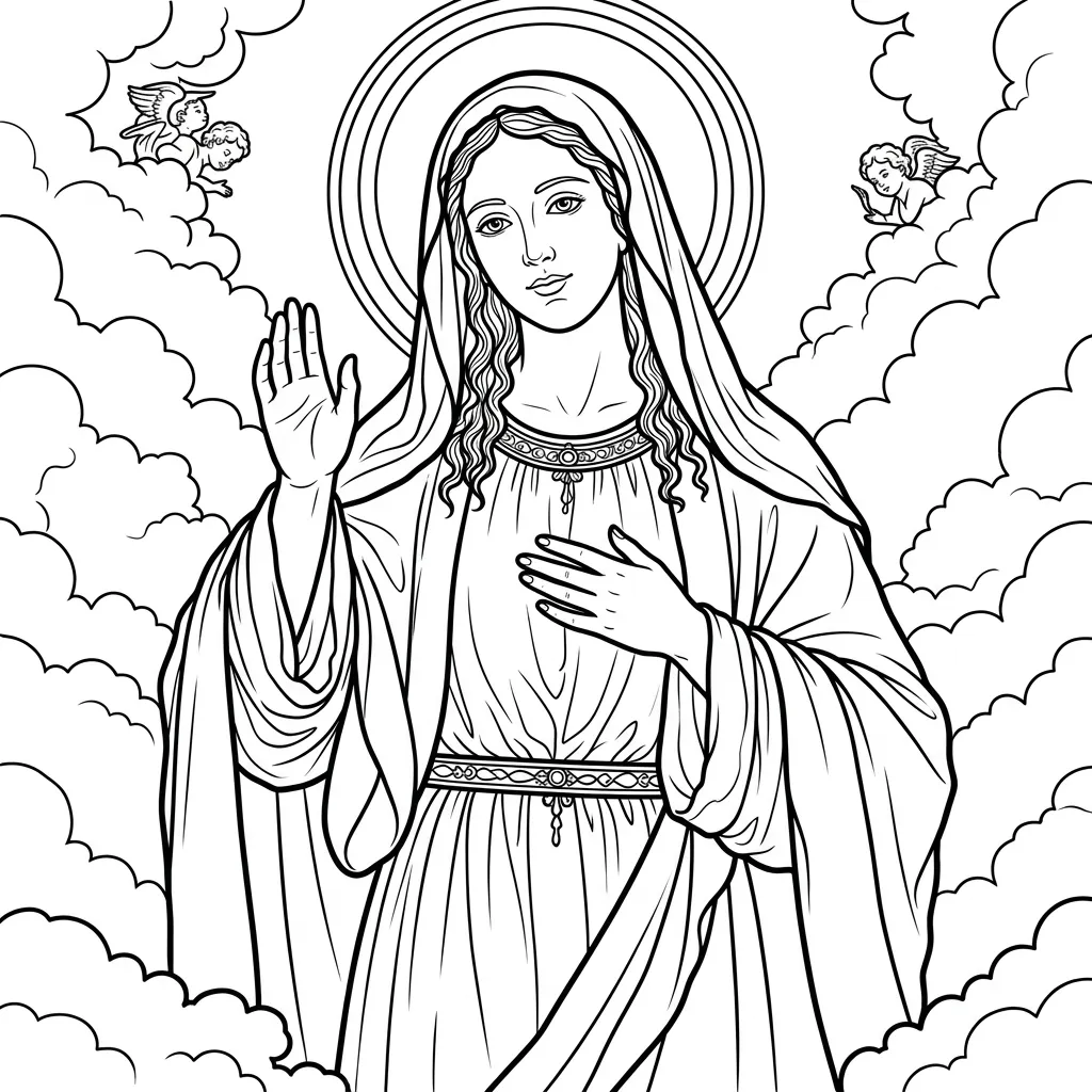 Virgen María 15 para dibujar e imprimir