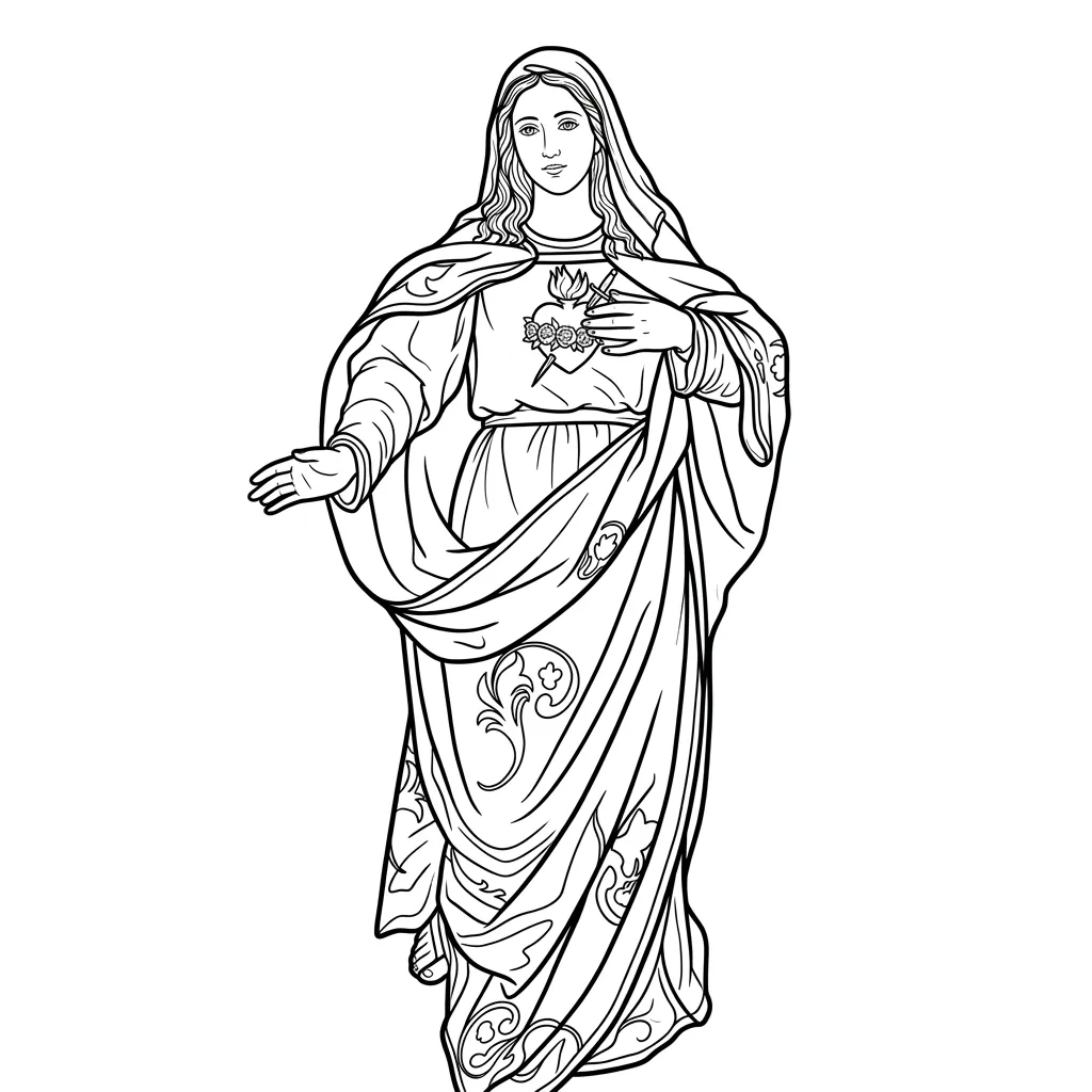 Virgen María 19 para colorear para niño de 2 años