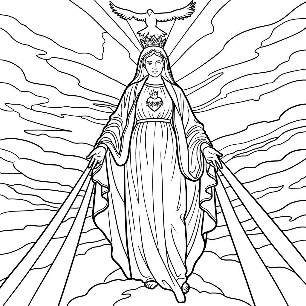 Virgen María 20 para colorear en línea