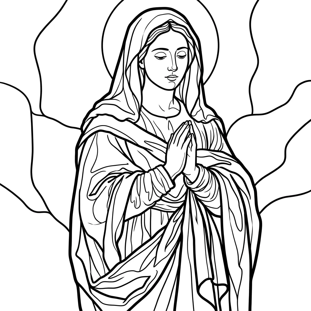 Virgen María 4 para colorear de para niños