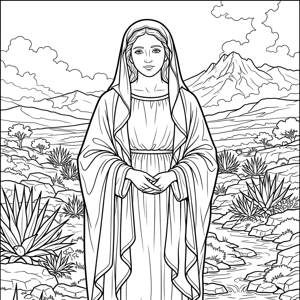 Virgen María 6 para colorear para imprimir para niño de 6 años