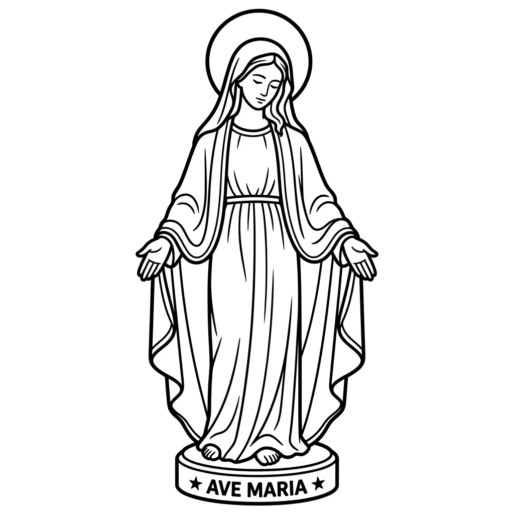 Virgen María 9 para colorear para niño de para imprimir