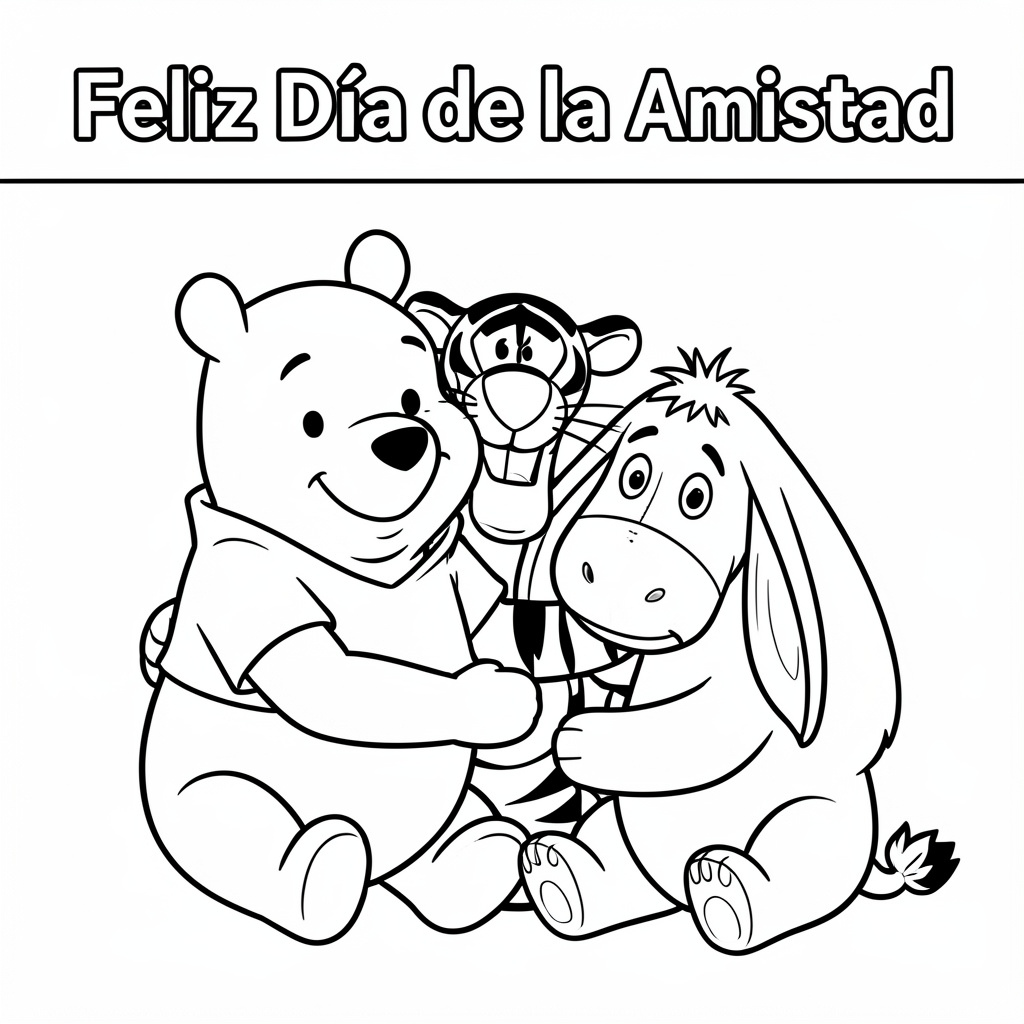Winne the pooh con sus amigos en el día de la amistad